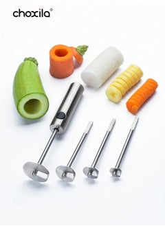 choxila 1pc Stainless Steel Vegetable Drill,Fruit Corer And Veggie Spiralizer,Vegetable Drill Twister Set,Ergonomic Handle With 4 Sizes for Coring and Hollowing out Zucchini, Potatoes, Carrot,Apple  - Image 1