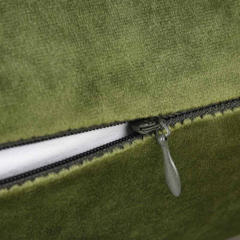 Mixhug Set of 2 Cozy Velvet Square Decorative Throw Pillow Covers for Couch and Bed, Moss Green, 18 x 18 Inches - Image 3