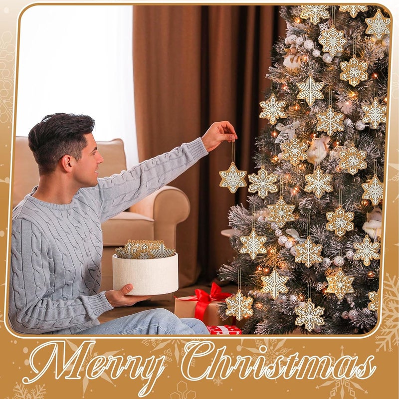 Syhood 36 Pcs Christmas Tree Ornaments Xmas Colorful Ball Peppermint Candy Gingerbread Snowflake Tree Decors Silicone Winter Gingerbread Hanging Decorations for Holiday Party - Image 4