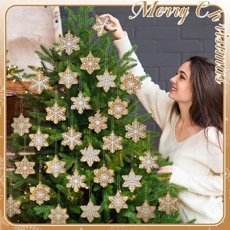 Syhood 36 Pcs Christmas Tree Ornaments Xmas Colorful Ball Peppermint Candy Gingerbread Snowflake Tree Decors Silicone Winter Gingerbread Hanging Decorations for Holiday Party - Image 2