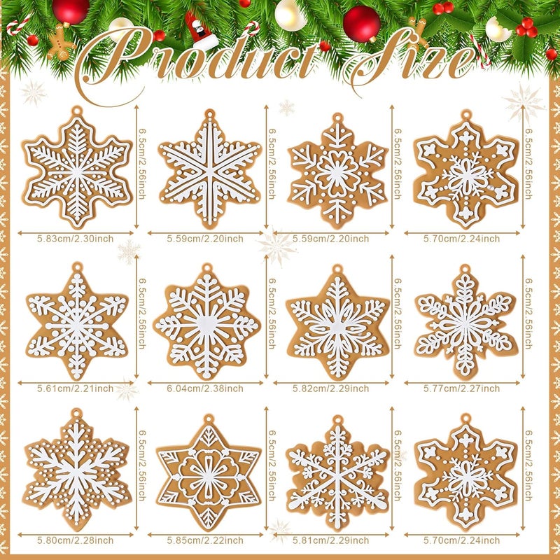 Syhood 36 Pcs Christmas Tree Ornaments Xmas Colorful Ball Peppermint Candy Gingerbread Snowflake Tree Decors Silicone Winter Gingerbread Hanging Decorations for Holiday Party - Image 3