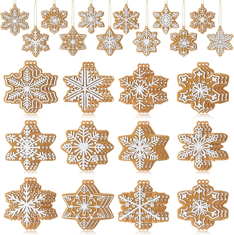Syhood 36 Pcs Christmas Tree Ornaments Xmas Colorful Ball Peppermint Candy Gingerbread Snowflake Tree Decors Silicone Winter Gingerbread Hanging Decorations for Holiday Party - Image 1