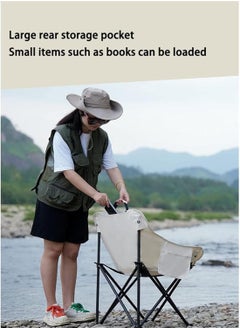 Generic Camping Chair Folding Chair Portable Beach Chair Oxford Cloth Fishing Chair Outdoor Chair for Outdoor Camp Beach Travel Picnic Hiking(Beige) ﻿  - Image 5