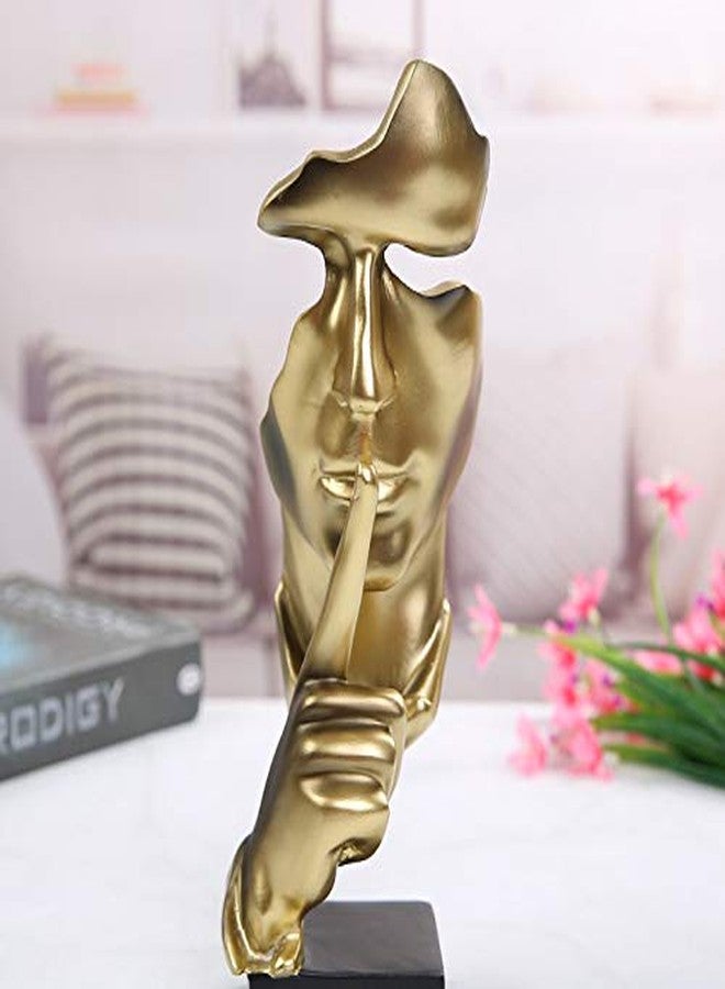 Asng Creative Abstract Men Figurine Sculptures, Keep Silence Statue, Thinker Statue, Office Home Decor (Gold) - Image 2