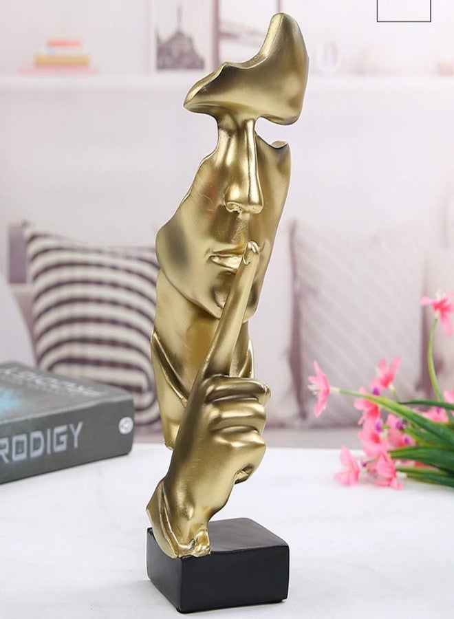 Asng Creative Abstract Men Figurine Sculptures, Keep Silence Statue, Thinker Statue, Office Home Decor (Gold) - Image 3
