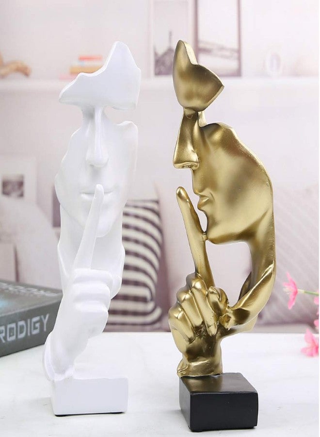Asng Creative Abstract Men Figurine Sculptures, Keep Silence Statue, Thinker Statue, Office Home Decor (Gold) - Image 4