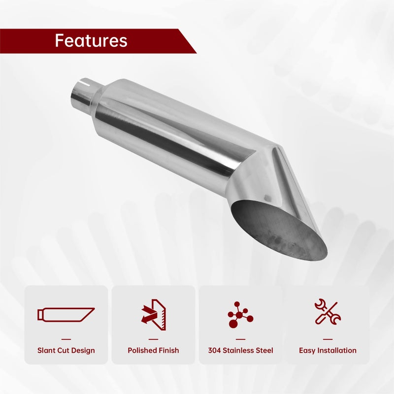 FGJQEFG 5 Inch Inlet 7 Inch Outlet Polished Stainless Steel Miter Angle Cut Diesel Smoker Exhaust Stack Tip Diesel Exhaust Tip(Stack Smokers 5" ID Inlet 36" Long) - Image 5