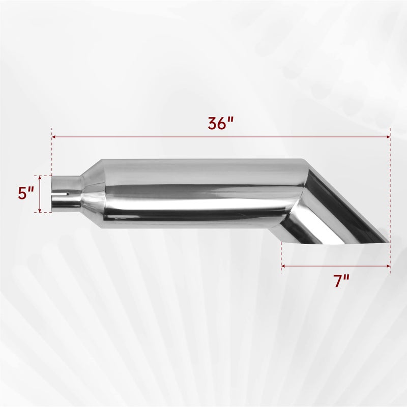 FGJQEFG 5 Inch Inlet 7 Inch Outlet Polished Stainless Steel Miter Angle Cut Diesel Smoker Exhaust Stack Tip Diesel Exhaust Tip(Stack Smokers 5" ID Inlet 36" Long) - Image 2