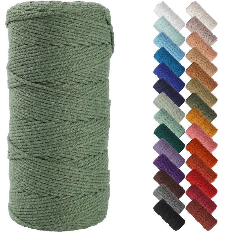 NOANTA Avocado Green Macrame Cord 2mm x 220yards Colored Macrame Rope Cotton Rope Macrame Yarn Colorful Cotton Craft Cord for Wall Hanging Plant Hangers Crafts Knitting