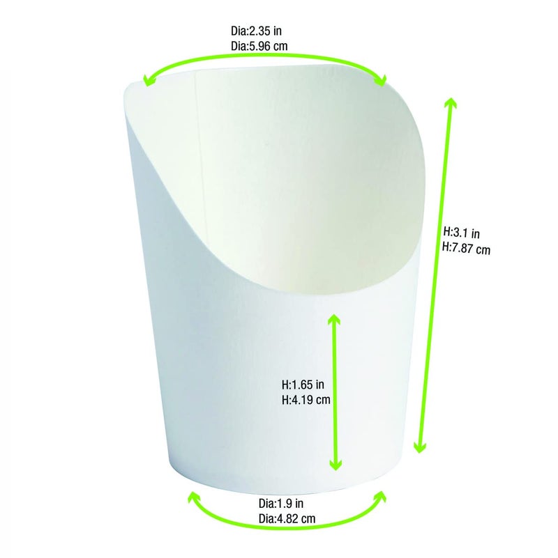 PacknWood 210GSP25BL White Mini Fries/Wrap Cup - 2oz D:1.9in H:3.1in - 500 pcs - Image 4