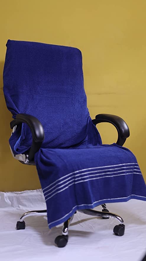 CK CREATION Cotton Solid Luxury Office Chair Towel with Tie Knot 550 GSM Pack of 1 Blue 30X60 - Image 4