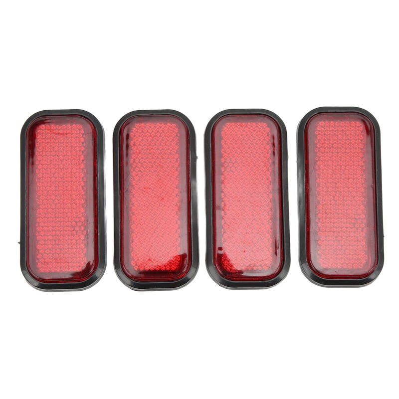 KIMISS 4pcs Rectangular Reflector Safety ABS Stick on Reflective Sticker Reflector Holder High Visibility Universal for Car Motorcycle Red