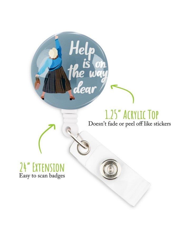 Limeloot Help Is On The Way Dear Badge Reel Funny Nurse Badge Reel With 24 Inch Cord And 360 Swivel Nursing Badge Reel With Nonserrated Alligator Badge Clip - Image 2