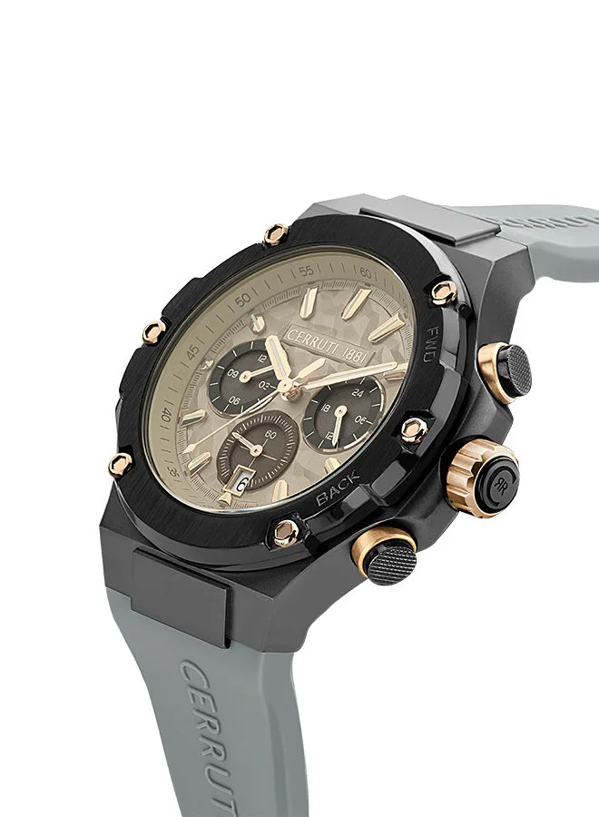 CERRUTI 1881 Men's Round Shape Silicone Band Analog Wrist Watch 44 mm - Grey Dial - CIWGQ2224304