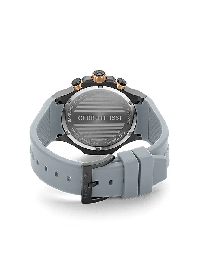 CERRUTI 1881 Men's Round Shape Silicone Band Analog Wrist Watch 44 mm - Grey Dial - CIWGQ2224304