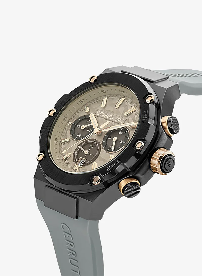 CERRUTI 1881  Men's Round Shape Silicone Band Analog Wrist Watch 44 mm - Grey Dial - CIWGQ2224304 for Men | Best Price UAE