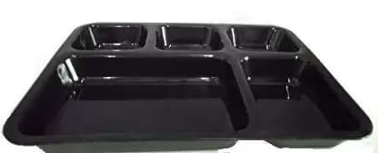 Coolkart Set of 4 Unbreakable Microwave Safe 5 Compartment Plates for Dinner Made of 100 BPA Free Food Grade Virgin Black - Image 4