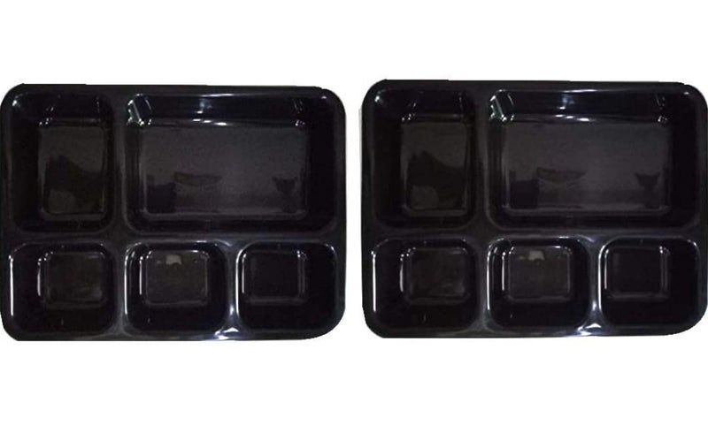 Coolkart Set of 4 Unbreakable Microwave Safe 5 Compartment Plates for Dinner Made of 100 BPA Free Food Grade Virgin Black - Image 3