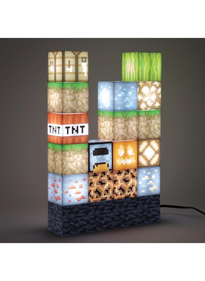 Paladone - Paladone Minecraft Official Licensed Block Building Lamp 16 Customizable Light Up Blocks - Image 1
