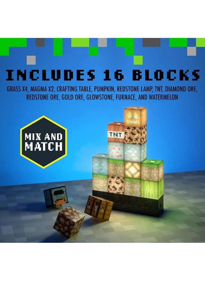 Paladone - Paladone Minecraft Official Licensed Block Building Lamp 16 Customizable Light Up Blocks - Image 1