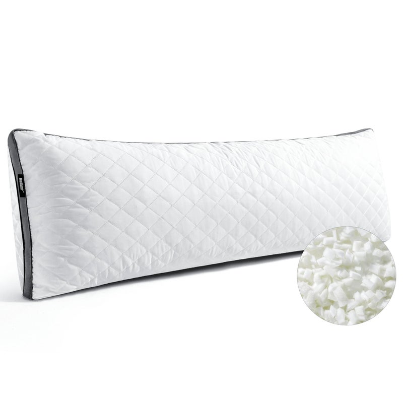 Rainmr Shredded Memory Foam Thick Body Pillow, Breathable Extra-Firm Large Pillow for Side Sleep, 20 x 54 Inches Long Hugging Bed Pillows for Adults,Big Support Full Body Pillow for Sleeping - Image 1