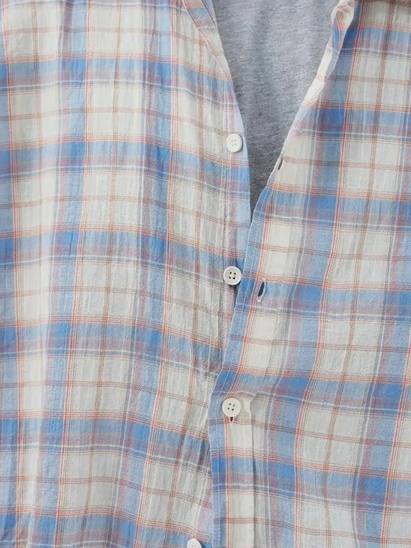 Giesto Dusty White GIESTO Oversized Plaid Button-Front Shirt for Men | Best Price UAE