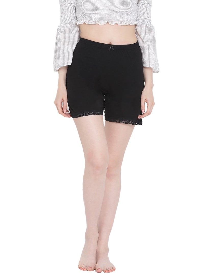 BYC WOMEN'S COTTON BOXER BRIEF SHORTS (PACK OF 3) - BLACK  - Image 3