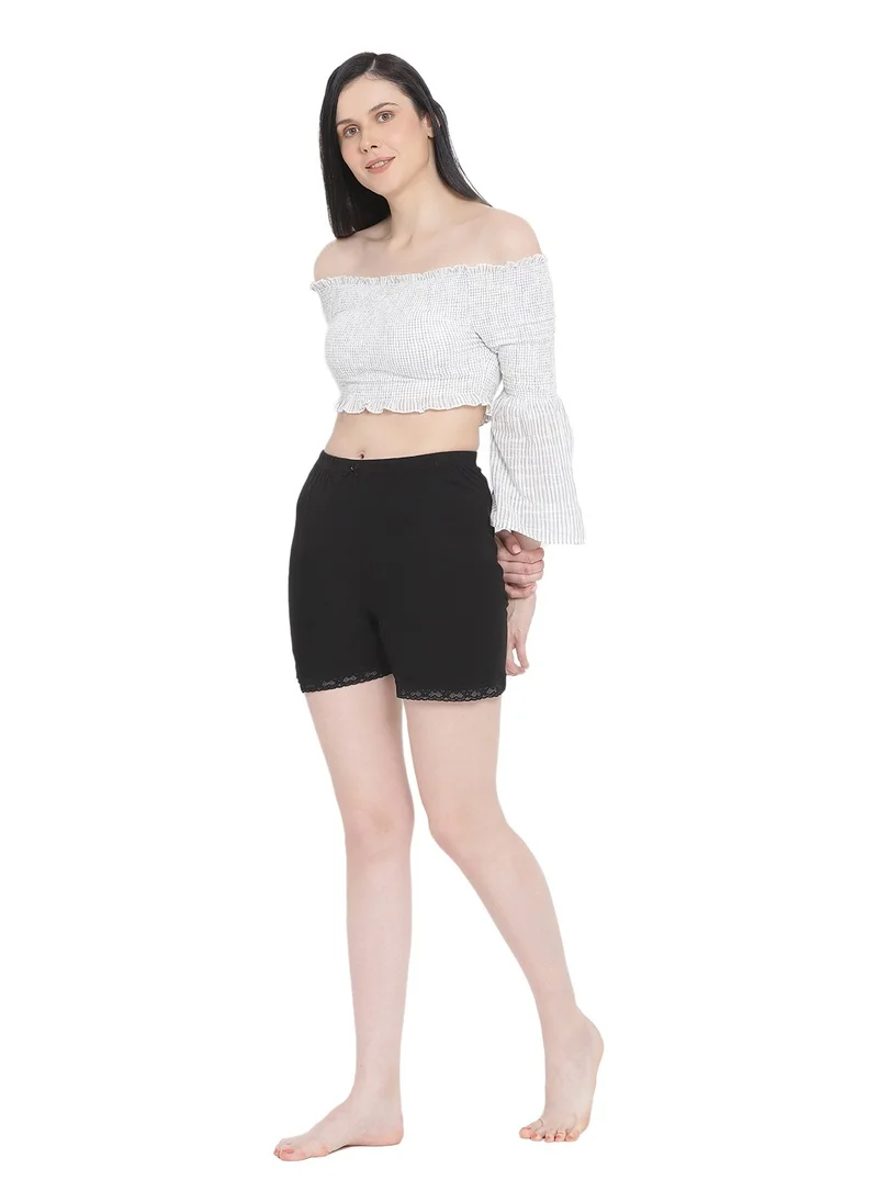BYC WOMEN'S COTTON BOXER BRIEF SHORTS (PACK OF 3) - BLACK