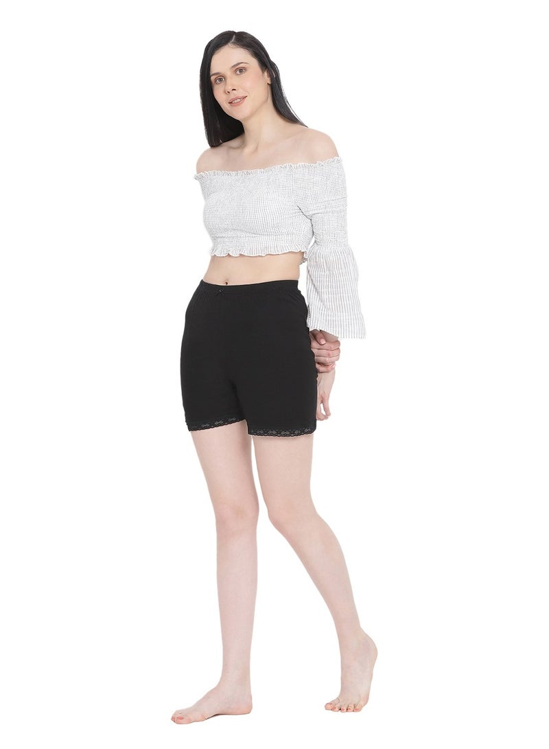 BYC WOMEN'S COTTON BOXER BRIEF SHORTS (PACK OF 3) - BLACK  - Image 2