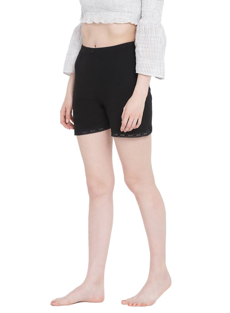 BYC WOMEN'S COTTON BOXER BRIEF SHORTS (PACK OF 3) - BLACK  - Image 4