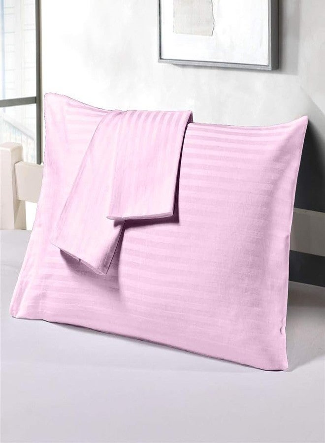 EASY BEDDING 100% Egyptian Cotton- 2 PC Cotton Pillow Cover- Envelope Closure Style- 300 TC Luxurious Sateen Weave Pillow Cases- Super Soft & Breathable-Pink Stripe (18" x 27") - Image 1