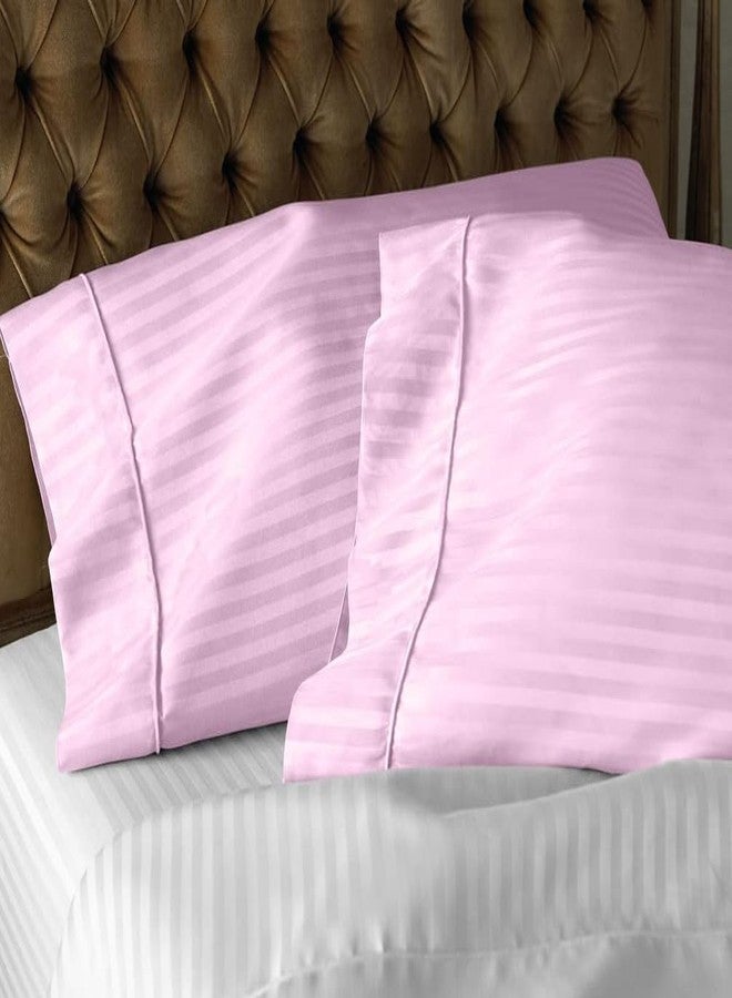EASY BEDDING 100% Egyptian Cotton- 2 PC Cotton Pillow Cover- Envelope Closure Style- 300 TC Luxurious Sateen Weave Pillow Cases- Super Soft & Breathable-Pink Stripe (18" x 27") - Image 2