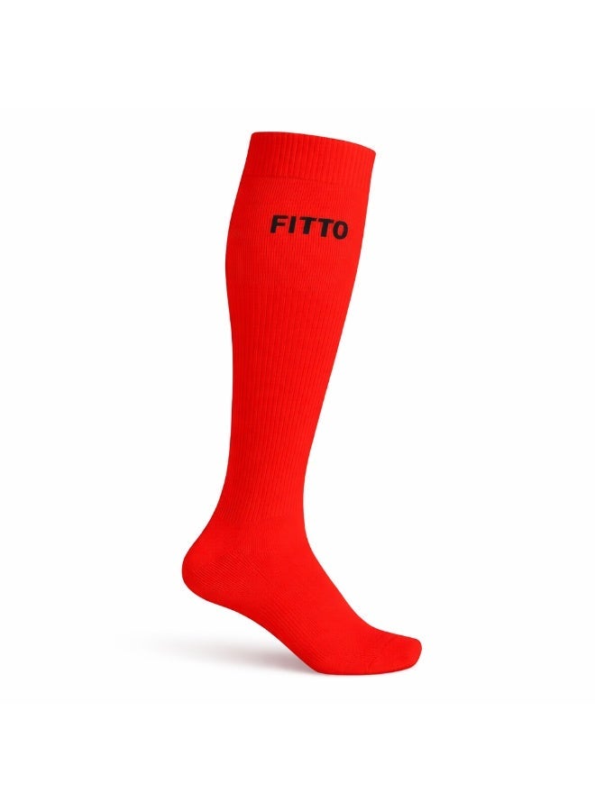 Fitto Anti-Slip Red Football Socks for Kids - Comfortable & Durable Sports Socks - Image 1