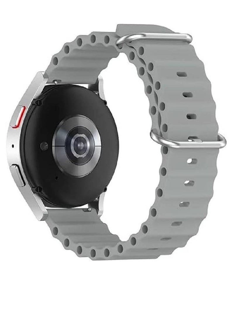 GENNEXT Replacement Ocean Silicone Sport Strap For Huawei Watch GT2 Pro Huawei GT4 46mm / watch 4 Pro / watch 4/ watch Ultimate / Huawei GT3 46mm/ Watch 3 / Watch 3 Pro / GT3 Pro Grey - Image 1