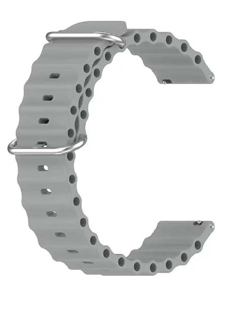 GENNEXT Replacement Ocean Silicone Sport Strap For Huawei Watch GT2 Pro Huawei GT4 46mm / watch 4 Pro / watch 4/ watch Ultimate / Huawei GT3 46mm/ Watch 3 / Watch 3 Pro / GT3 Pro Grey - Image 2