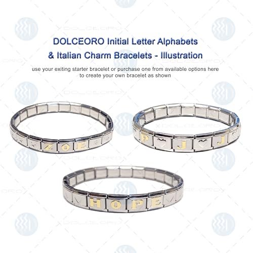 Dolceoro Alphabet C Letter Initial, 9mm Traditional Classic Type Italian Modular Charm Link - Stainless Steel - Image 4