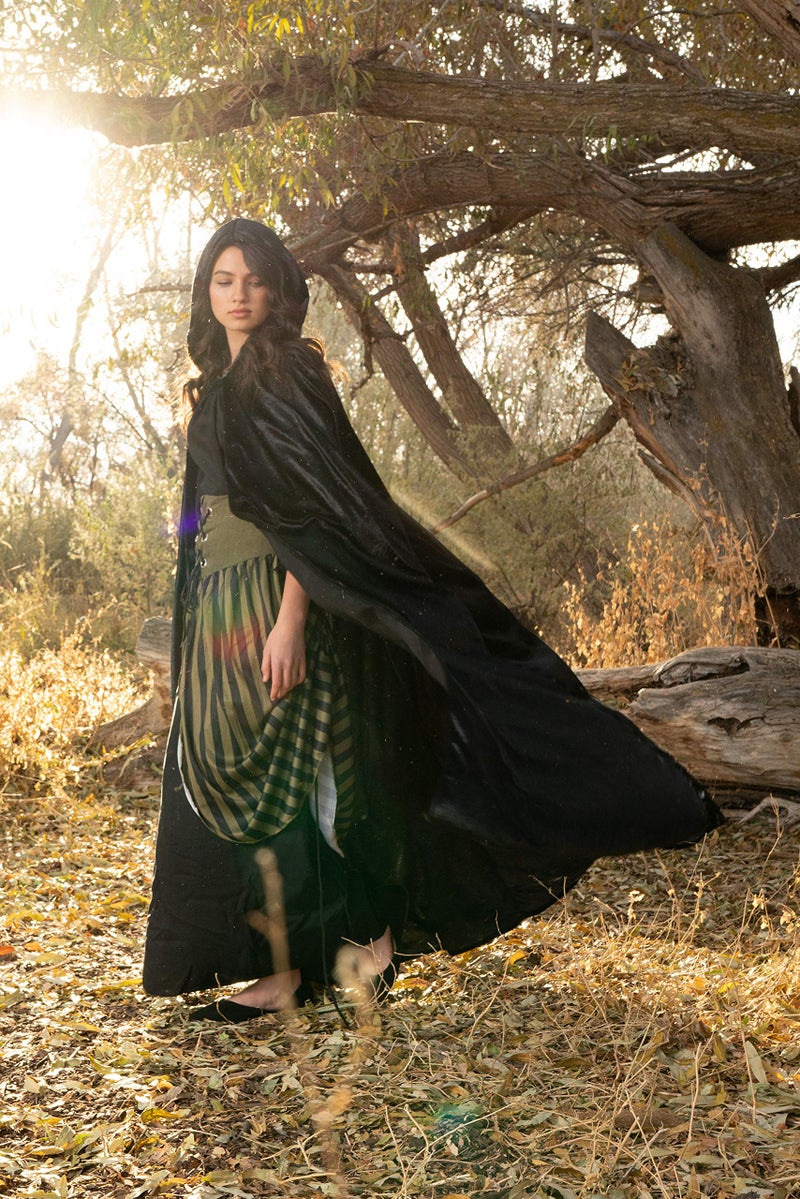 Little Adventures Deluxe Velvet Adult Cloak Cape with Lined Hood (Black) - Machine Washable Adult Cosplay Dress-Up Cloaks with No Glitter - Image 3