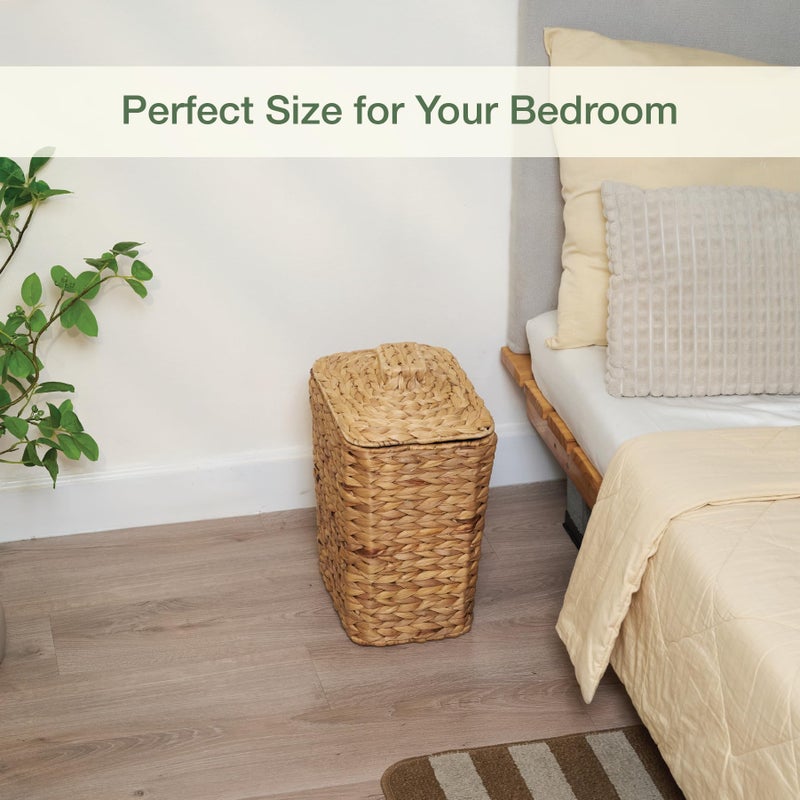 84ECO Wicker Trash Can with Lid and Liner - Rattan Trash Can for Bathroom - Decorative Wicker Waste Basket for Bedroom, Kitchen and Office (Natural Hyacinth) - Image 5