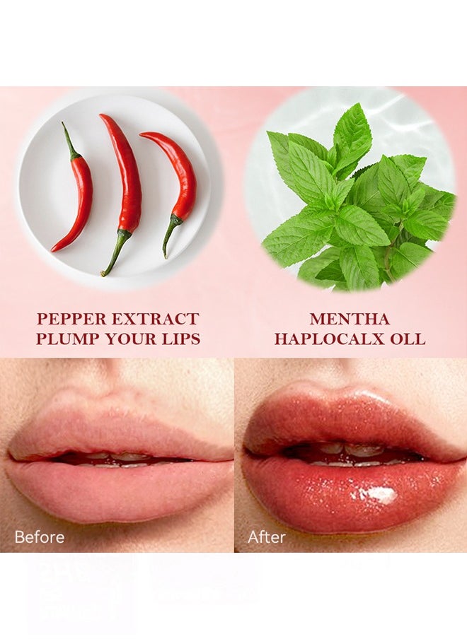 Sheloves - Plumping Lips-Feel The Lip Fiery, Hydrating Lip Care,Buxom Plant Lips Oil, Treatment Serum Volumizing For Dry Cracked Lips,  Plumping Gloss Lips Filler Lip Mask 04# Arouse Passion - Image 1