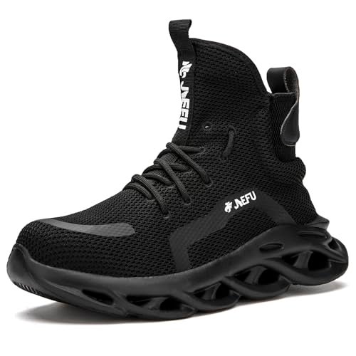 ORISTACO Work Safety Boots Breathable Lightweight Steel Toe Industrial Construction Landscaping Tennis Sneakers, 850 Black 41 - Image 1