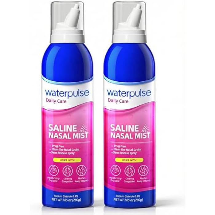Waterpulse Saline Nasal Mist for Nasal Care - Drug-Free Nasal Relief with Pure Isotonic Solution, Moisturizing Spray to Relieve Dryness & Congestion – Use for Daily Care,2 x 7.05 oz - Image 1