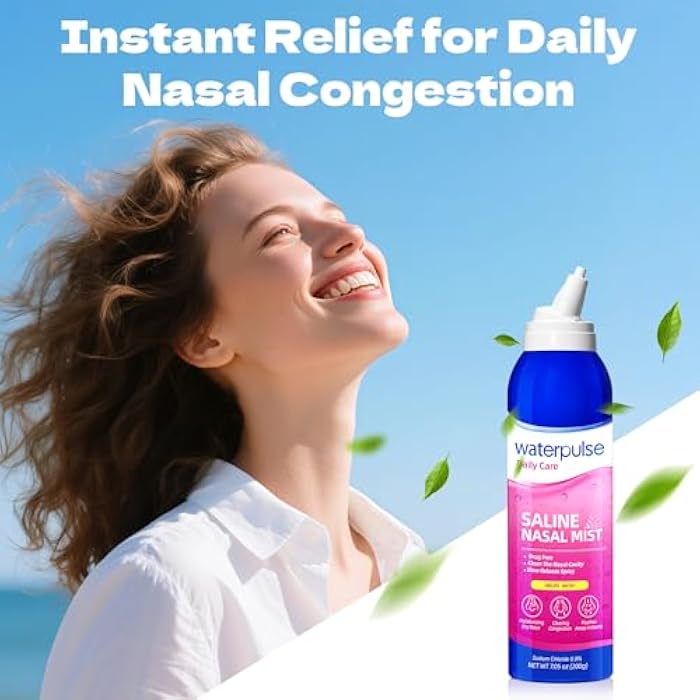 Waterpulse Saline Nasal Mist for Nasal Care - Drug-Free Nasal Relief with Pure Isotonic Solution, Moisturizing Spray to Relieve Dryness & Congestion – Use for Daily Care,2 x 7.05 oz - Image 3