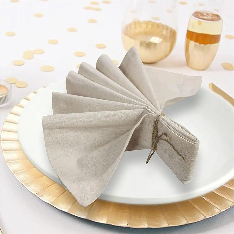White Linen Dinner Napkins Set of 6 45x45cm Mitered Corners Wedding - Image 3