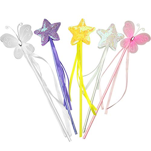 PPXMEEUDC Princess Wand Kit for Girls Magical Toy Wands for Dress Up Halloween Costume Magic Shows Cosplay Birthday Party Baby Showers Butterfly and Star Wands - Image 1