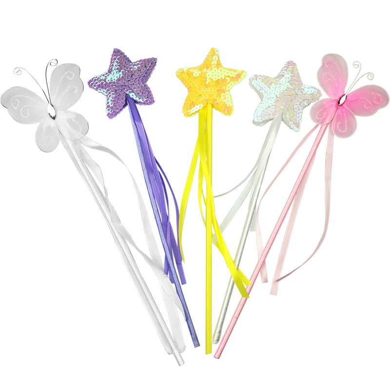 PPXMEEUDC Princess Wand Kit for Girls Magical Toy Wands for Dress Up Halloween Costume Magic Shows Cosplay Birthday Party Baby Showers Butterfly and Star Wands - Image 4