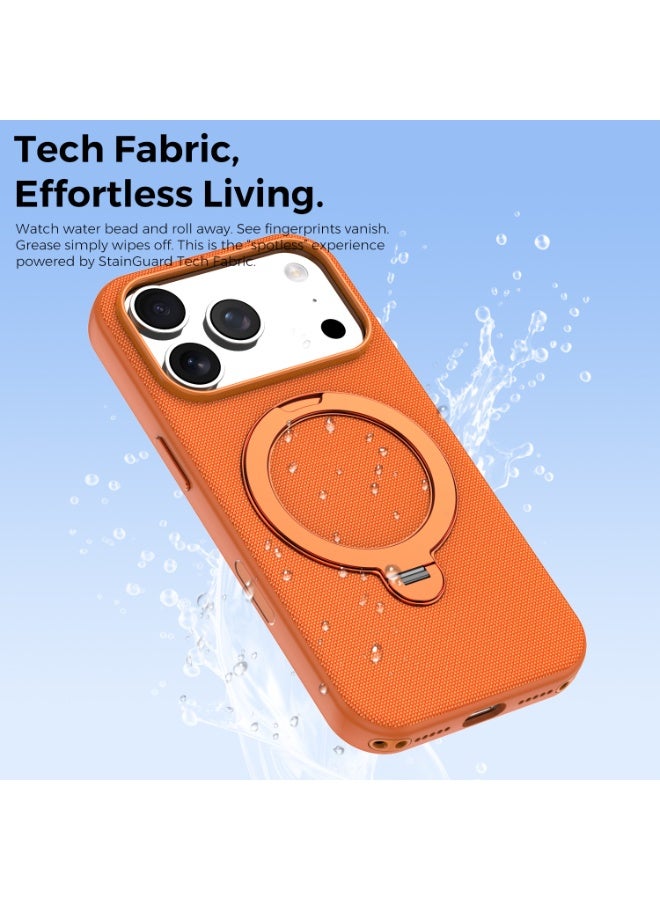 Tech Fabric 360° Rotating Ring Stand Magnetic Phone Case for iPhone 17 Pro Max / 17 Pro, Woven Drop-Proof Protective Cover - Image 5