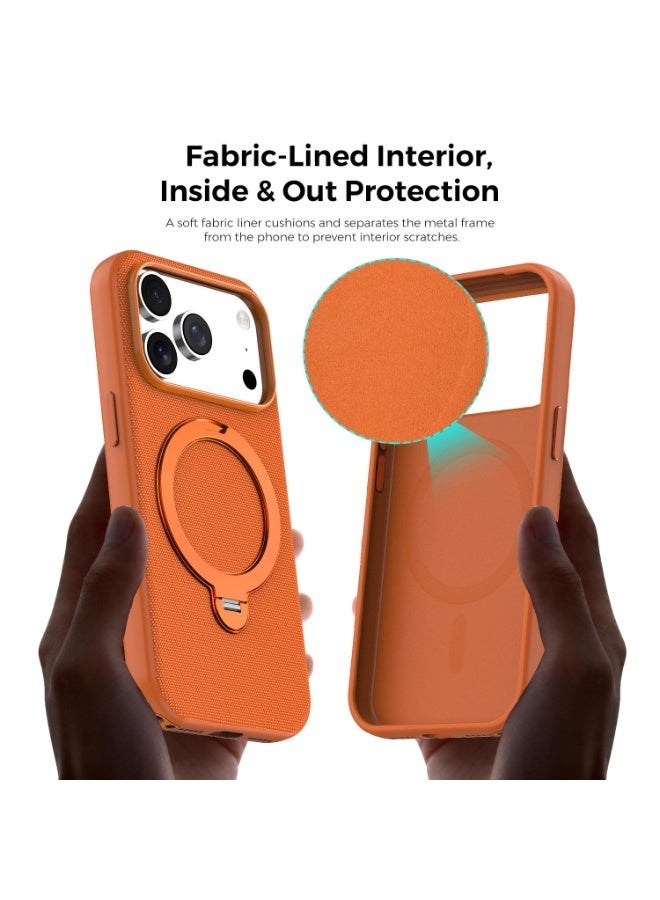 Tech Fabric 360° Rotating Ring Stand Magnetic Phone Case for iPhone 17 Pro Max / 17 Pro, Woven Drop-Proof Protective Cover - Image 3
