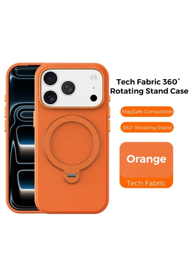 Tech Fabric 360° Rotating Ring Stand Magnetic Phone Case for iPhone 17 Pro Max / 17 Pro, Woven Drop-Proof Protective Cover - Image 2