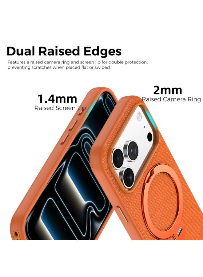 Tech Fabric 360° Rotating Ring Stand Magnetic Phone Case for iPhone 17 Pro Max / 17 Pro, Woven Drop-Proof Protective Cover - Image 1