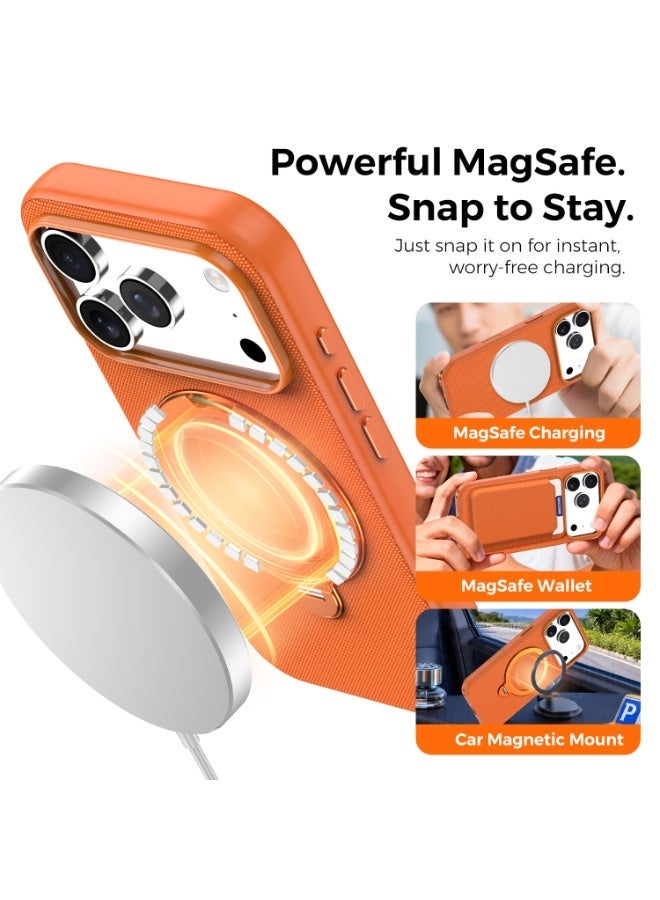 Tech Fabric 360° Rotating Ring Stand Magnetic Phone Case for iPhone 17 Pro Max / 17 Pro, Woven Drop-Proof Protective Cover - Image 4